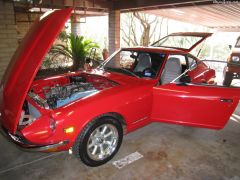 240Z in garage all opened up