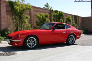 red 240z in parking lot