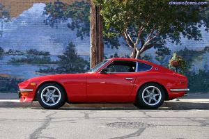 red 240z by the wall