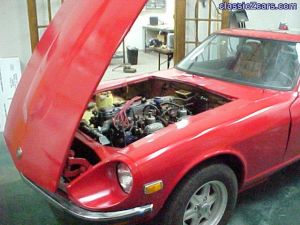 240z Left front with hood up