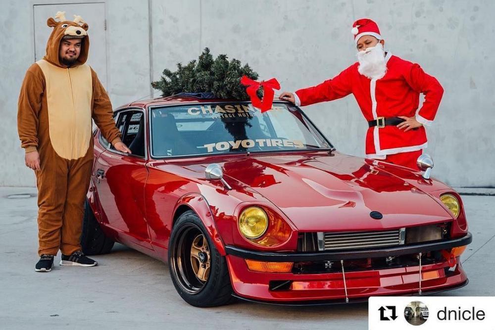 Here is @dnicle and his #Christmas sled. #datsun #240z #sr20det.  @lxiiphotography #merrychristmas. Tag a friend. Whats in you… | Datsun 240z,  Datsun, Nissan z cars