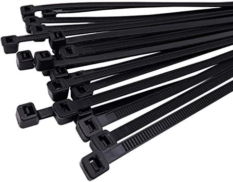 200 Pack of Black Cable Ties, 12" x 0.19" Heavy Duty Zip Ties Wire Ties,  EANINNO Self Locking UV & Heat Resistant Tie Wraps, Plastic Nylon Zip tie  Indoor Outdoor Multipurpose, Cable