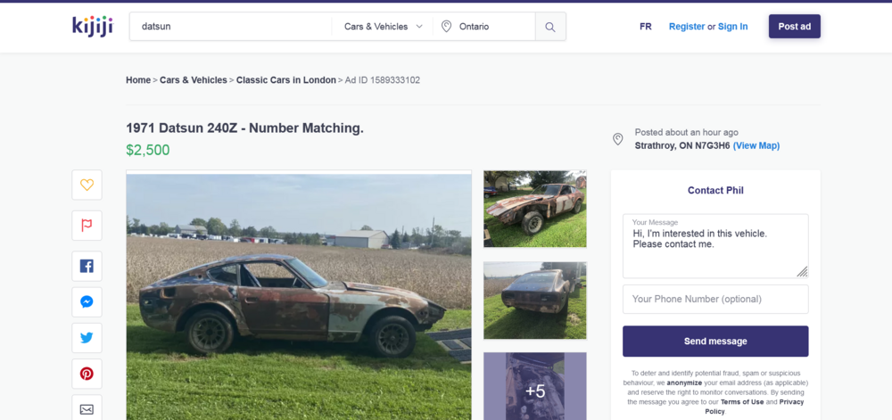 Screenshot 2021-10-11 at 17-00-43 1971 Datsun 240Z - Number Matching Classic Cars London Kijiji.png